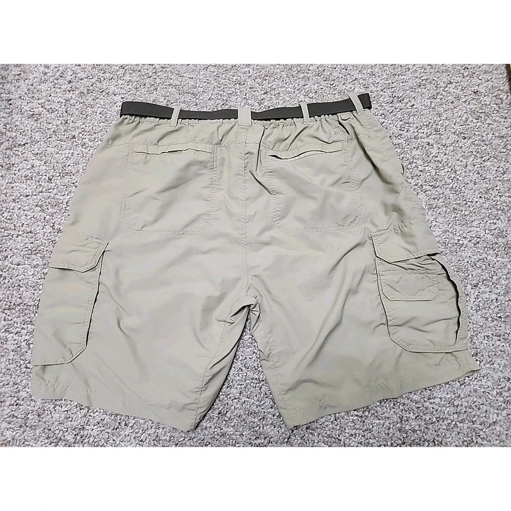 REI Cargo Shorts Mens Beige Nylon Quick Dry UPF50 Adjustable Belted size XL 34x9